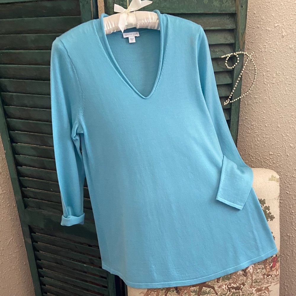 NWOT J. Jill Lightweight Merino Tunic, XS, Aqua